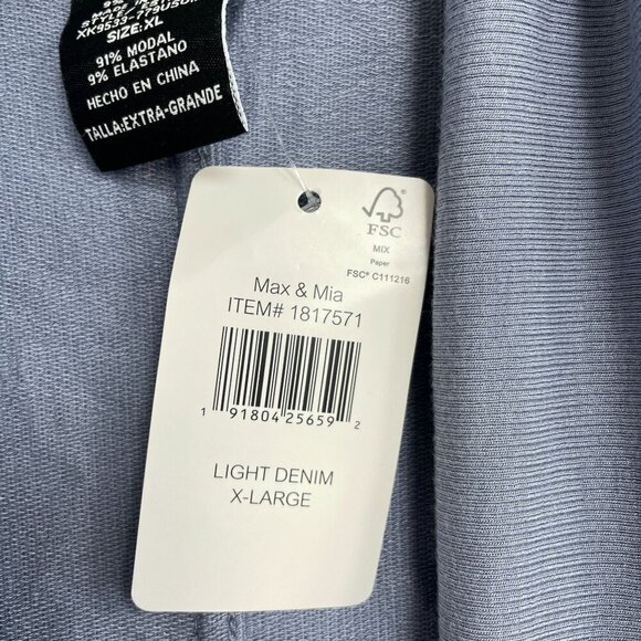 NEW Max & Mia Women's XL Blue Open Front Cardigan Side Pocket - Picture 7 of 9